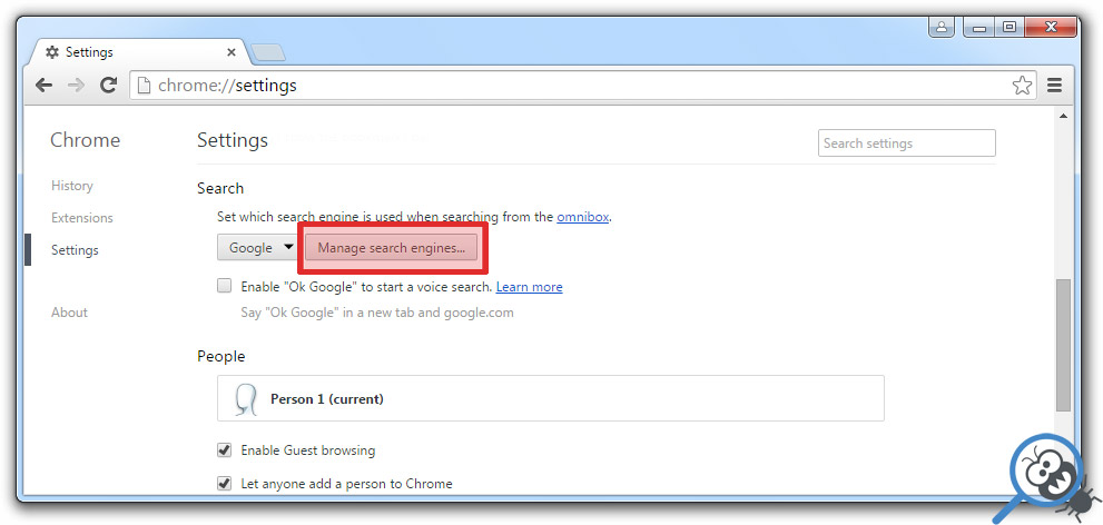 Remove Search.newtabtvgamasearch.com from Google Chrome - Step 2.3